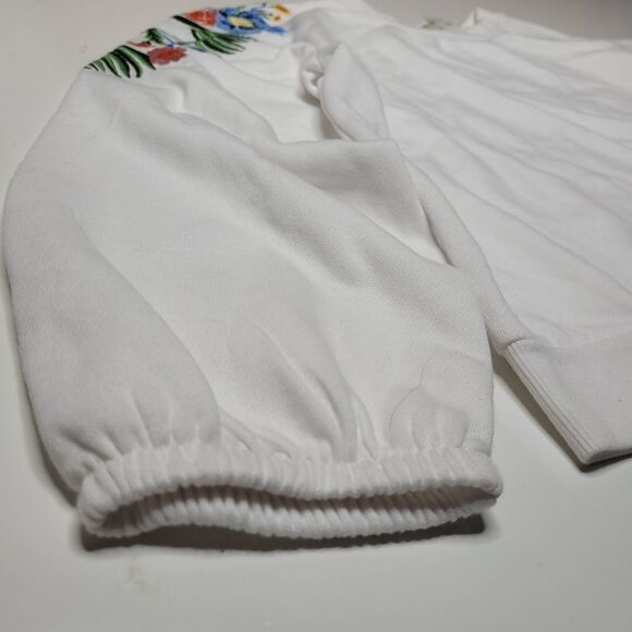 NEW S Johnny Was style embroidered floral cuffed oversized sweatshirt small NWT - Picture 3 of 10